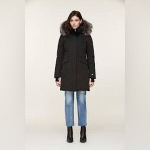 Soia & Kyo Coat with Removable Fur Trim. Black. S